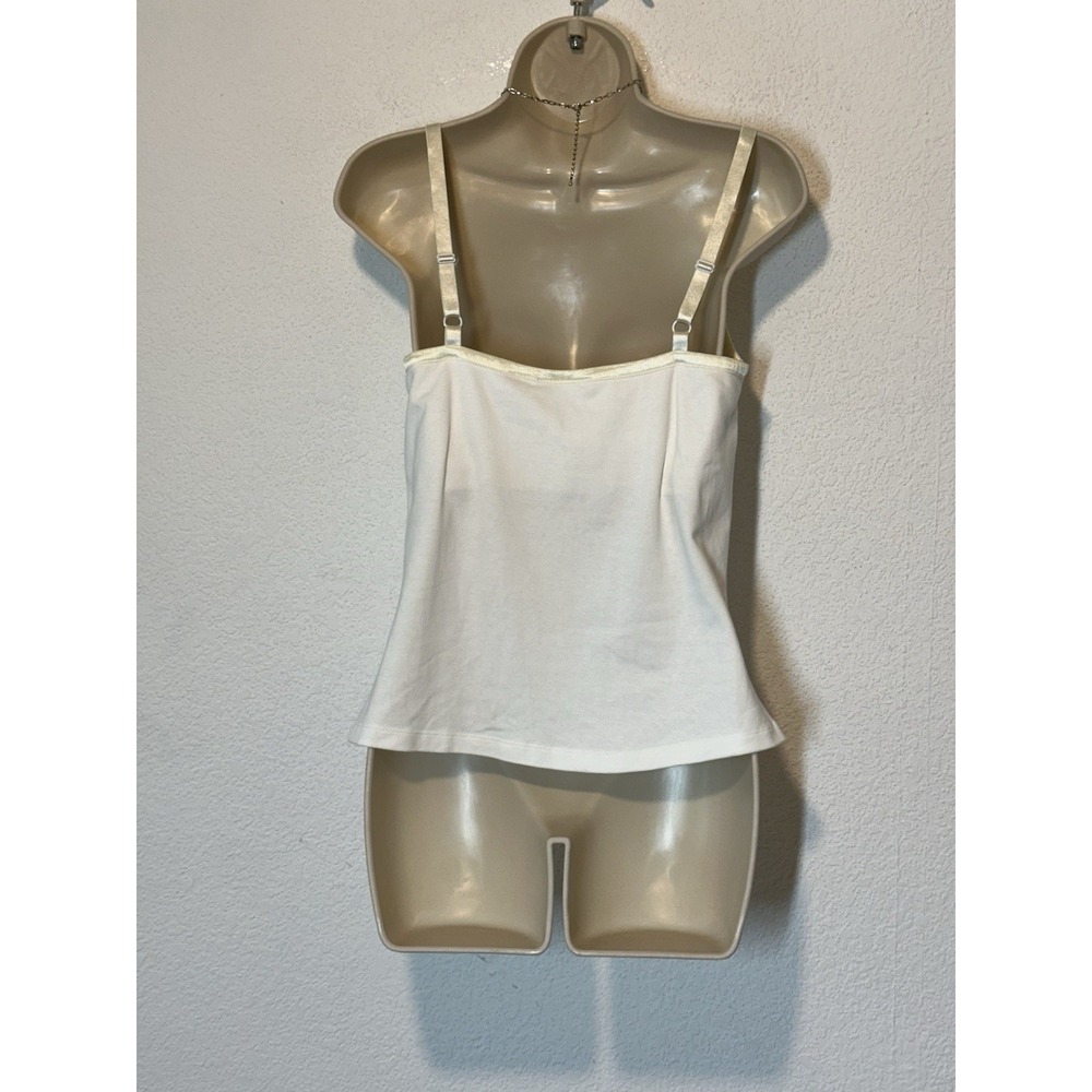 VTG Y2K Camisole Tank Top Women XL 1X White Beaded Disco Fairy Coquette - Picture 2 of 5